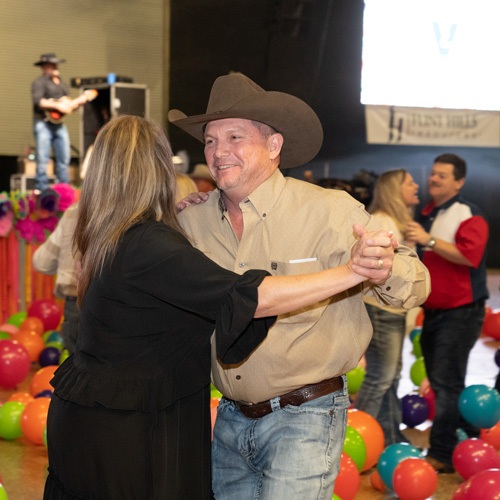 A couple dancing.