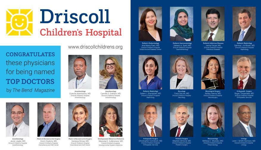 Congratulations to our Driscoll Physicians named Top Doctors by The Bend Magazine.