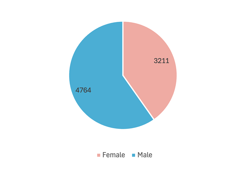 Rehabilitation Patient Gender pie chart.