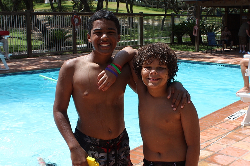 boys at pool at camp