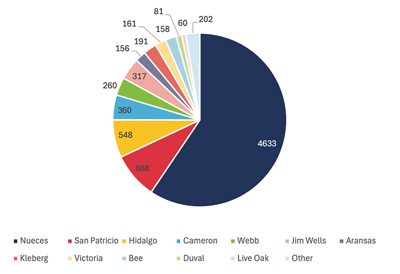 Rehabilitation Patient Home Counties pie chart.