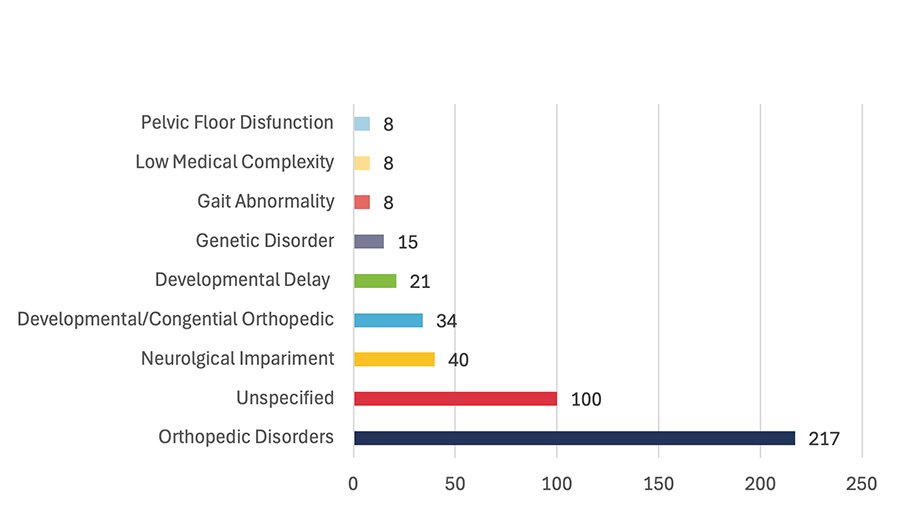 Physical Therapy Medical Categories bar chart.